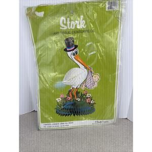 Vtg 1979 Stork Art Tissue Centerpiece Baby Shower A‎ Beistle Creation #5569